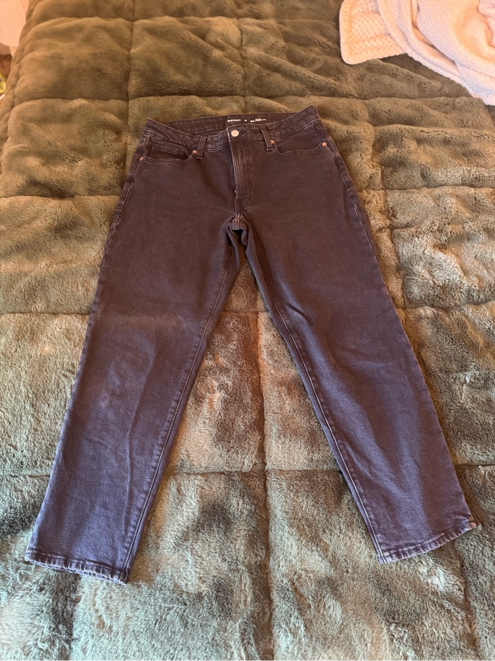 Old Navy Mid-Rise O.G. Straight Jeans Black Wash Stretch Denim